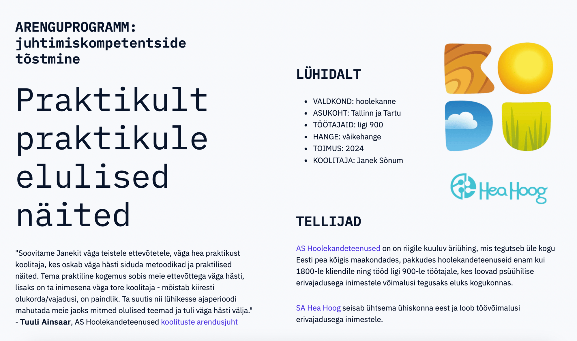 Arenguprogramm: Hoolekandeteenused ja Hea Hoog